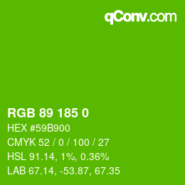 Color code: RGB 89 185 0 | qconv.com