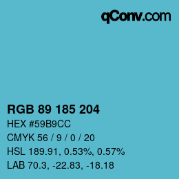 Color code: RGB 89 185 204 | qconv.com