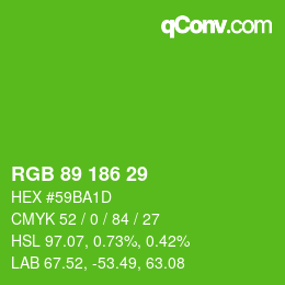 Farbcode: RGB 89 186 29 | qconv.com