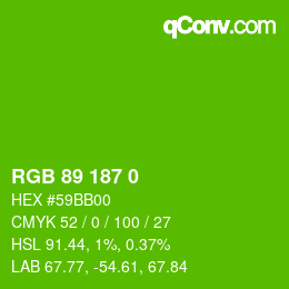 Color code: RGB 89 187 0 | qconv.com
