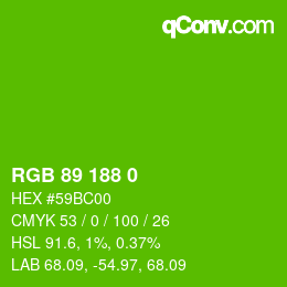 Color code: RGB 89 188 0 | qconv.com