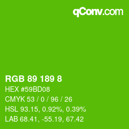 Color code: RGB 89 189 8 | qconv.com