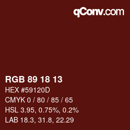 Color code: RGB 89 18 13 | qconv.com