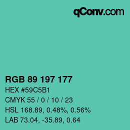 Color code: RGB 89 197 177 | qconv.com