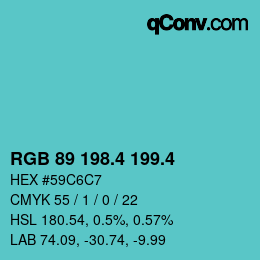 カラーコード: RGB 89 198.4 199.4 | qconv.com