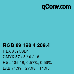 カラーコード: RGB 89 198.4 209.4 | qconv.com