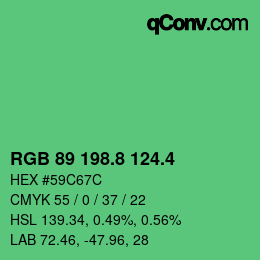 カラーコード: RGB 89 198.8 124.4 | qconv.com