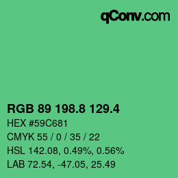 カラーコード: RGB 89 198.8 129.4 | qconv.com