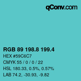 カラーコード: RGB 89 198.8 199.4 | qconv.com
