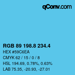 カラーコード: RGB 89 198.8 234.4 | qconv.com