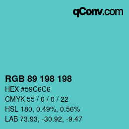 Color code: RGB 89 198 198 | qconv.com