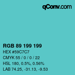 Color code: RGB 89 199 199 | qconv.com