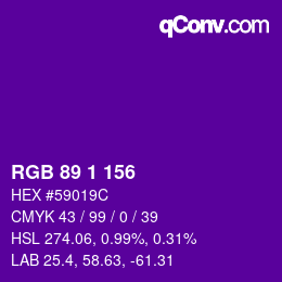 カラーコード: RGB 89 1 156 | qconv.com