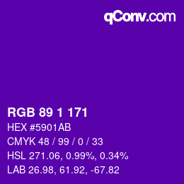 Color code: RGB 89 1 171 | qconv.com