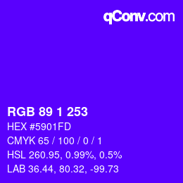 Color code: RGB 89 1 253 | qconv.com