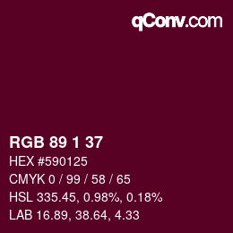 カラーコード: RGB 89 1 37 | qconv.com