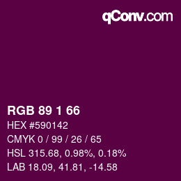 カラーコード: RGB 89 1 66 | qconv.com