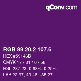 カラーコード: RGB 89 20.2 107.6 | qconv.com