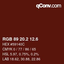 カラーコード: RGB 89 20.2 12.6 | qconv.com