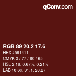 カラーコード: RGB 89 20.2 17.6 | qconv.com