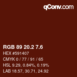 カラーコード: RGB 89 20.2 7.6 | qconv.com