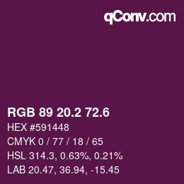 カラーコード: RGB 89 20.2 72.6 | qconv.com