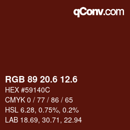 カラーコード: RGB 89 20.6 12.6 | qconv.com