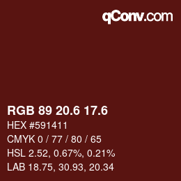 カラーコード: RGB 89 20.6 17.6 | qconv.com