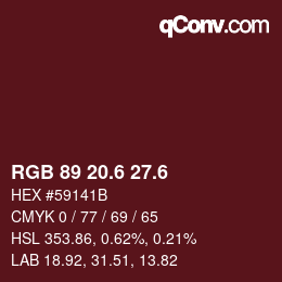 カラーコード: RGB 89 20.6 27.6 | qconv.com
