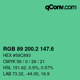 カラーコード: RGB 89 200.2 147.6 | qconv.com