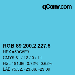 カラーコード: RGB 89 200.2 227.6 | qconv.com