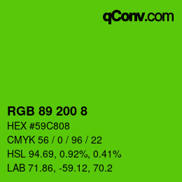 カラーコード: RGB 89 200 8 | qconv.com