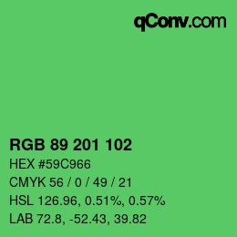 Color code: RGB 89 201 102 | qconv.com