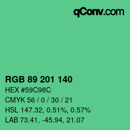 颜色代码: RGB 89 201 140 | qconv.com