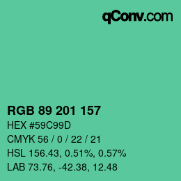 Farbcode: RGB 89 201 157 | qconv.com