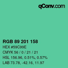 カラーコード: RGB 89 201 158 | qconv.com