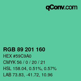 Color code: RGB 89 201 160 | qconv.com