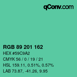 カラーコード: RGB 89 201 162 | qconv.com
