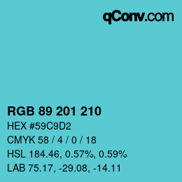 Color code: RGB 89 201 210 | qconv.com