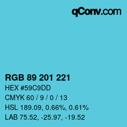 Color code: RGB 89 201 221 | qconv.com