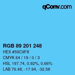 Color code: RGB 89 201 248 | qconv.com