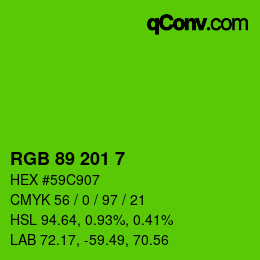 カラーコード: RGB 89 201 7 | qconv.com