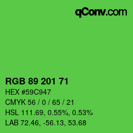 Color code: RGB 89 201 71 | qconv.com