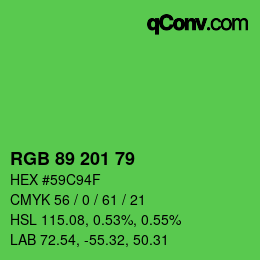颜色代码: RGB 89 201 79 | qconv.com