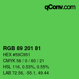 Color code: RGB 89 201 81 | qconv.com