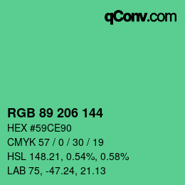カラーコード: RGB 89 206 144 | qconv.com