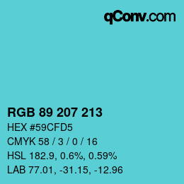 Color code: RGB 89 207 213 | qconv.com