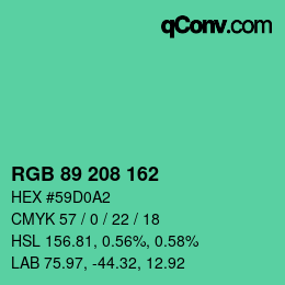 Color code: RGB 89 208 162 | qconv.com