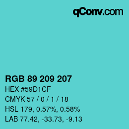 Color code: RGB 89 209 207 | qconv.com