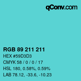 Color code: RGB 89 211 211 | qconv.com